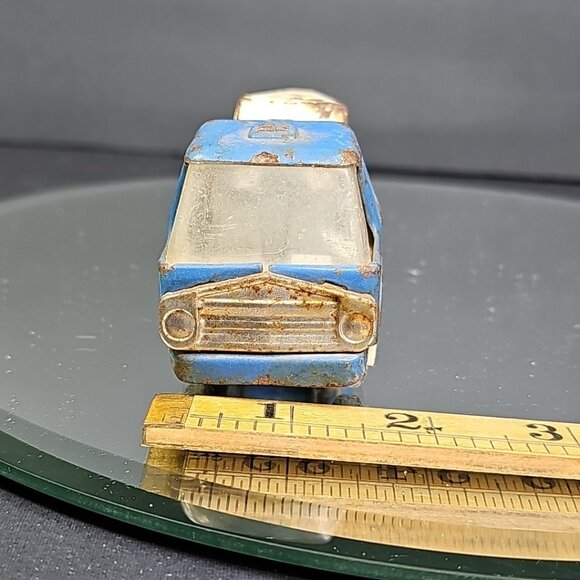 Vintage Japan Made Pressed Steel Cab Over Engine Blue Tow Truck Japanese - Picture 8 of 8